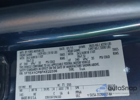 2015 Ford F-150 Lariat из США, поврежденный, VIN 1FTEX1CP8FKE22336